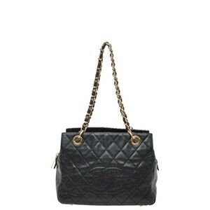 CHANEL Coco Mark Matelasse PTT Chain Shoulder Bag A18004 Black Caviar Skin Wo...